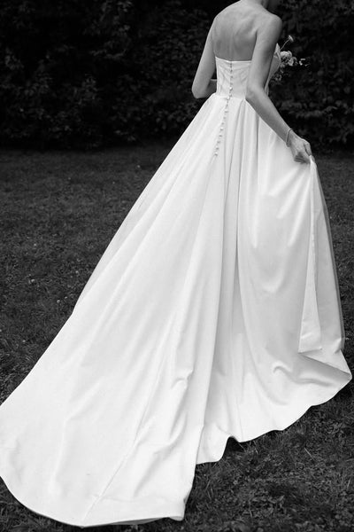 Mermaid Scoop Neck Silk Satin Two Piece Wedding Dress AB25092906