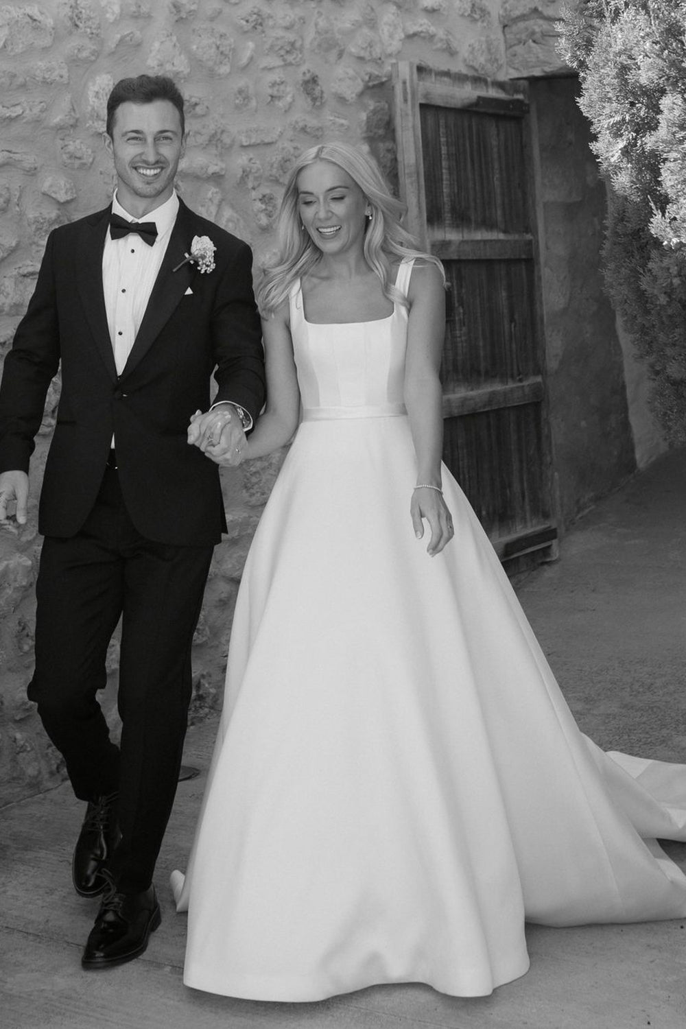 Princess Ball Gown Square Neck Satin Long Wedding Dresses AB24102405