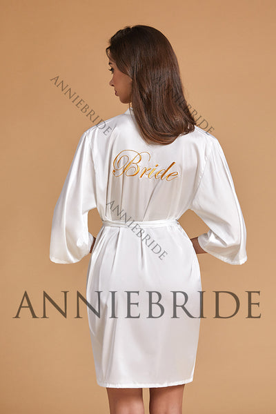 Simple Silk Satin White Bridal Robe ABBD061810