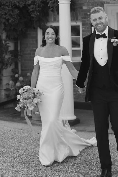 Mermaid Sweetheart White Satin Wedding Dresses with Detachable Sleeves AB25092304