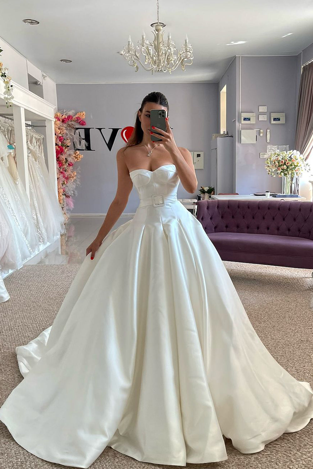Ball Gown Sweetheart Satin Long Bridal Dresses AB24110817 Ball Gown Sweetheart Satin Long Bridal Dresses AB24110817
