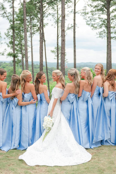 Sheath Strapless Satin Long Bridesmaid Dress AB26061001