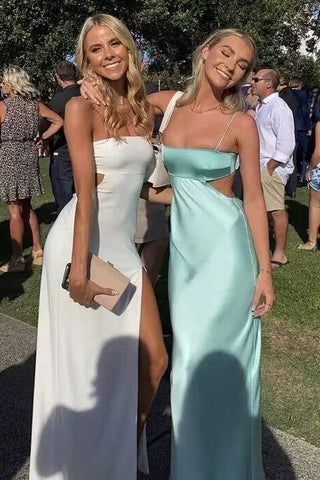Fashion Spaghetti Straps Sheath Aqua Blue Prom Dresses Formal Evening Dresses