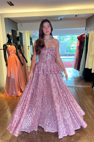 Gorgeous Ball Gown Blush Pink Sequins Lace Long Prom Dresses Anniebride Gorgeous Ball Gown Blush Pink Sequins Lace Long Prom Dresses Anniebride