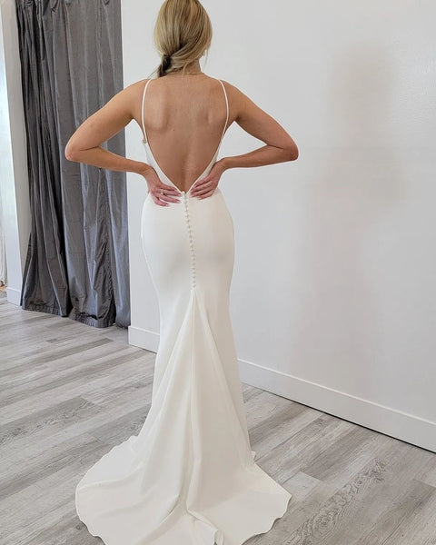 Elegant Mermaid Scoop Neck Wedding Dresses AB101301