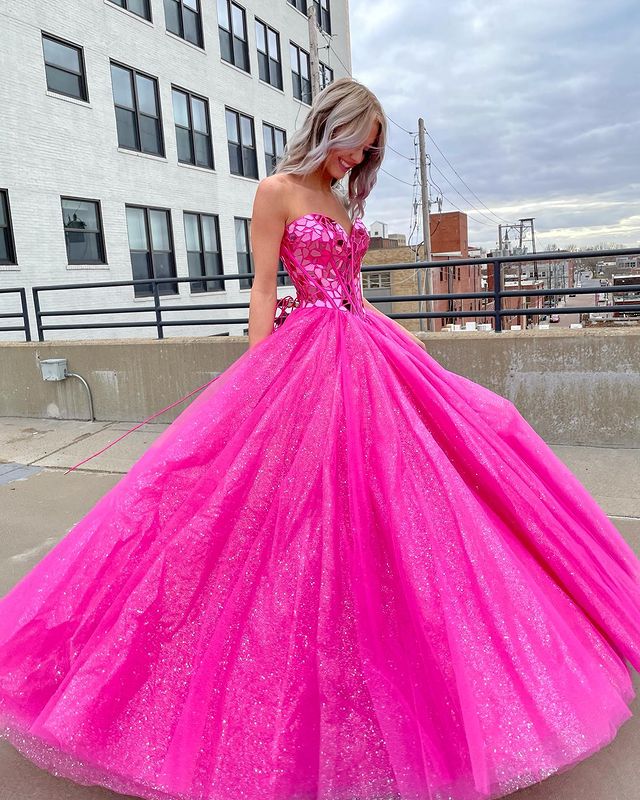 Cute Sparkly Sweetheart Hot Pink Prom Dresses with Beaded AB22101 Cute Sparkly Sweetheart Hot Pink Prom Dresses with Beaded AB22101