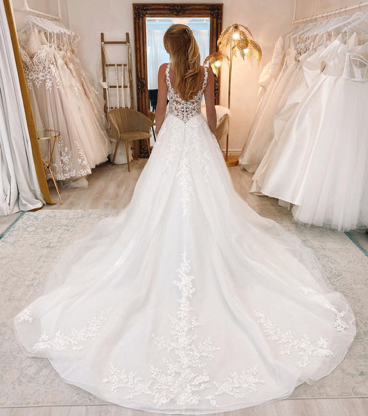 Elegant Ball Gwon Scoop Neck Orange Long Wedding Dresses with Appliques AB120303